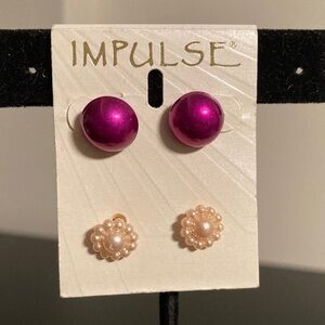 Impulse Pink and Cream Stud Earrings Set